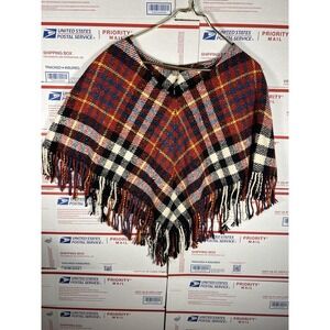 Burberry London Womens OS Cape Shawl Cashmere Wool Blend Pullover Novacheck